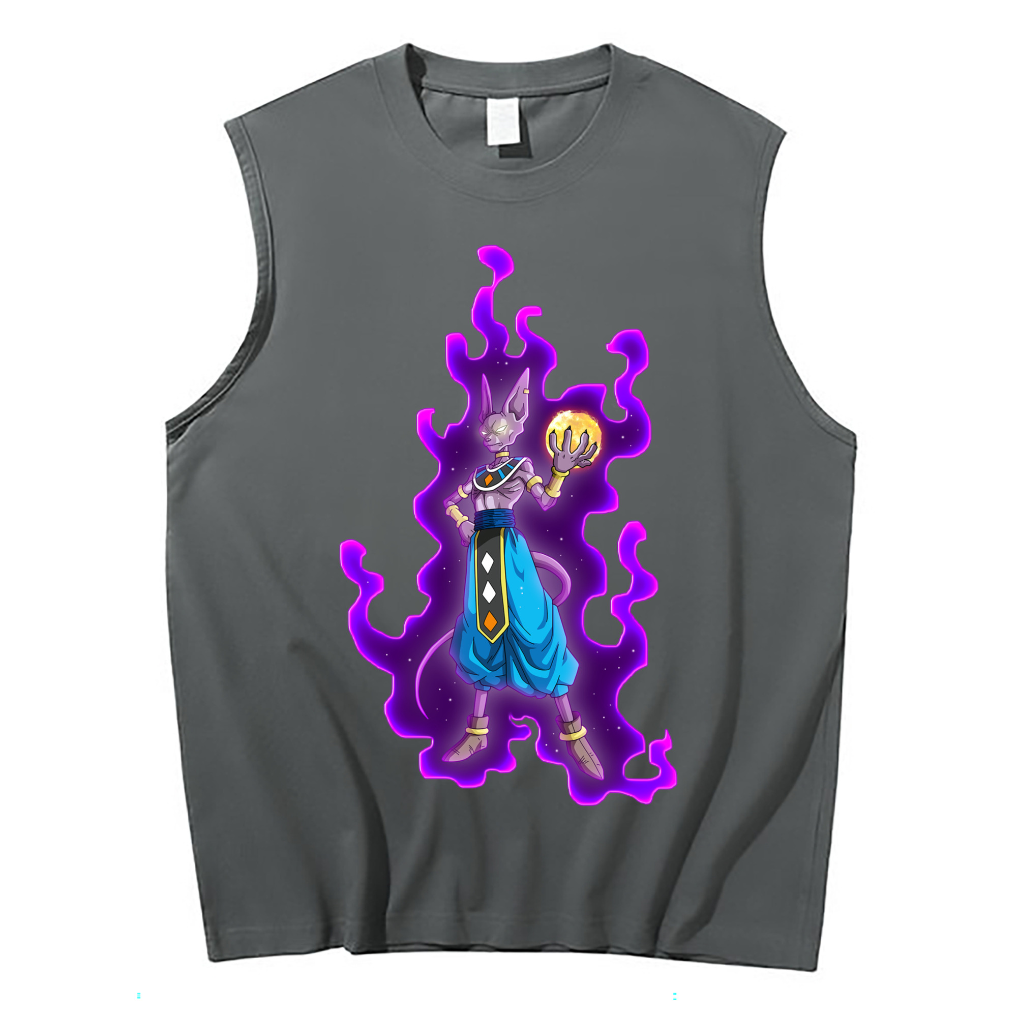 （画像用） ドラゴンボール ビルス 破壊神ビルス DRAGON BALL Beerus Birusu コットン100％タンクトップ（フロントプリント）